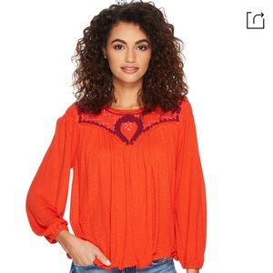 NWT FREE PEOPLE BEGONIA EMBROIDERED LONG SLEEVE‎ TOP Boho Cottagecore Romantic